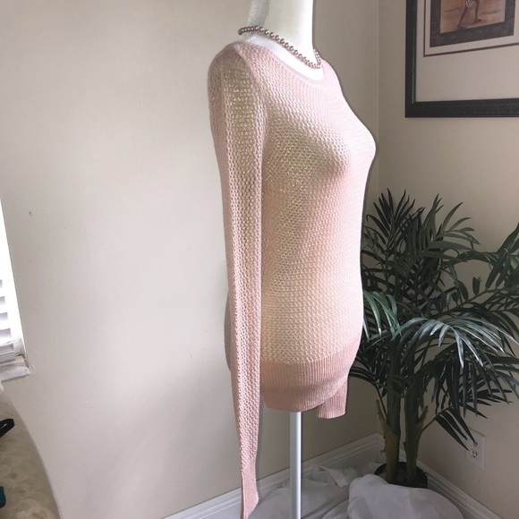 BCBG MAX AZRIA LUREX CROCHET LONG SLEEVE SWEATER - Picture 3 of 4